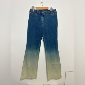 Y2K SPANNER Blue to Cream Ombre Flare Jeans
